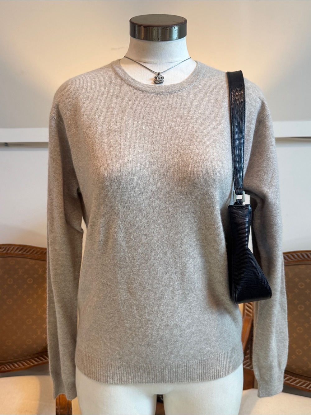 Tan Cashmere Crewneck Women's Sweater - Timeless Knit